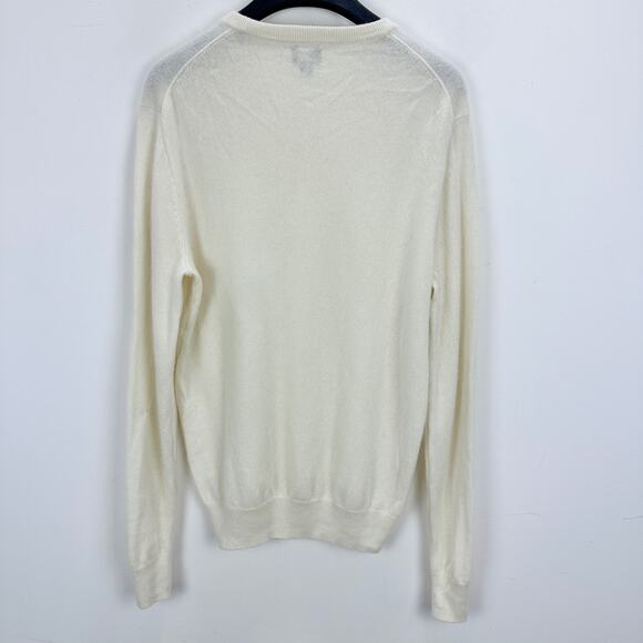 J.Crew Cashmere Crewneck Sweater Pullover Snow Ivory Classic Mens Medium - Picture 6 of 10